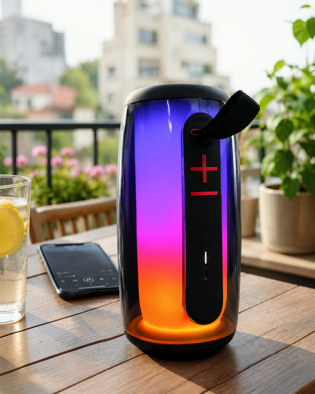Taşınabilir Bluetooth Hoparlör RGB LED Güçlü Bas Ses Type-C Şarj Girişi