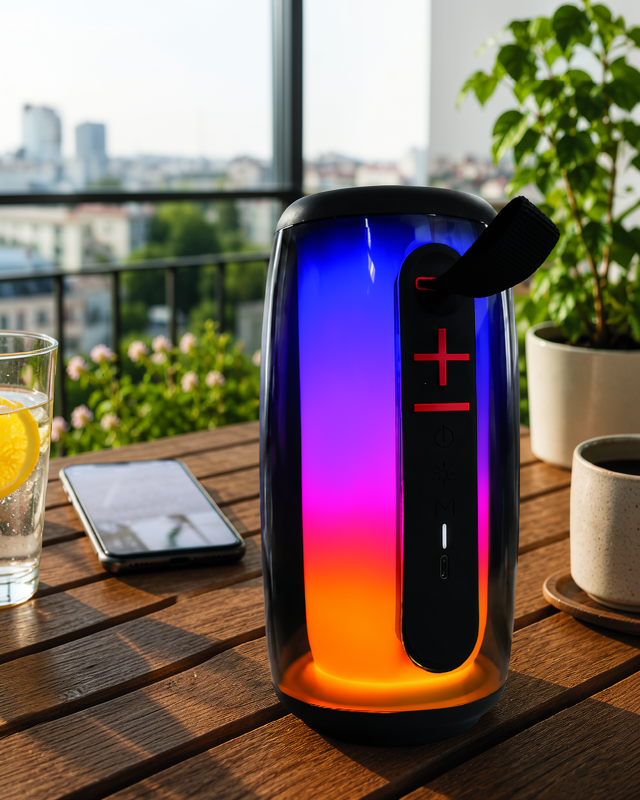 RGB Işıklı Kablosuz Bluetooth Hoparlör, USB ve TF Kart Desteğiyle