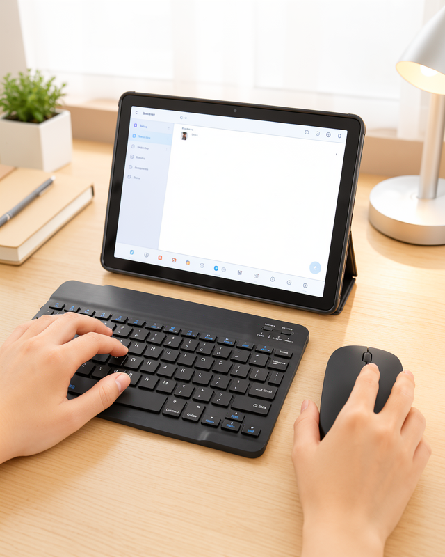 Geniş Ekranlı SIM Kartlı Android Tablet Seti, Bluetooth Klavye ve Kablosuz Mouse