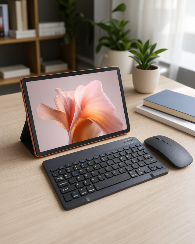 Geniş Ekranlı Taşınabilir Tasarıma Sahip Android Tablet ve Bluetooth Klavye, Kablosuz Mouse Seti, SIM Kart Desteğiyle