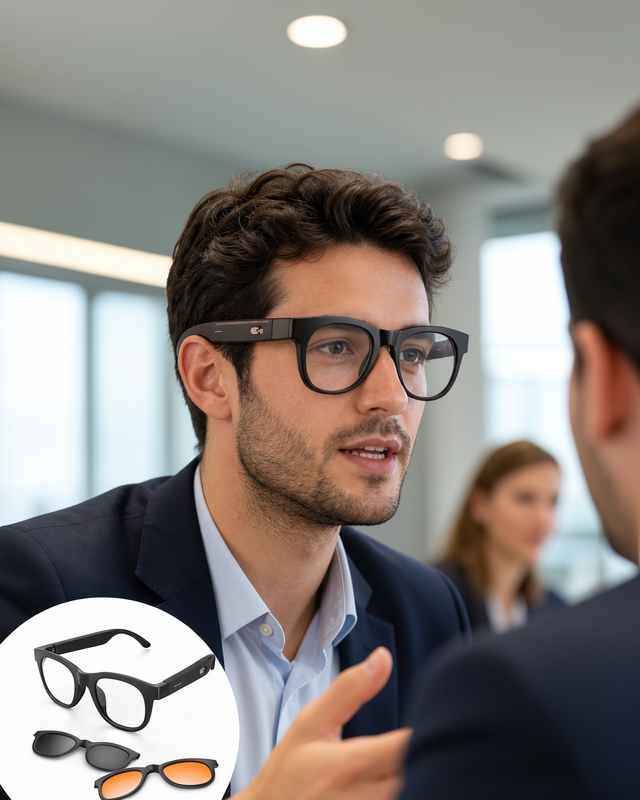 Bluetooth Akıllı Gözlük Yapay Zekâ Desteği ile Açık Kulak Ses Teknolojisiyle Müzik ve Telefon Görüşmesi