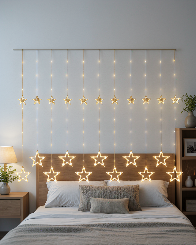 Yeni Nesil 3x3 Metre Yıldız Desenli Perde Tipi Peri Led Aydınlatma