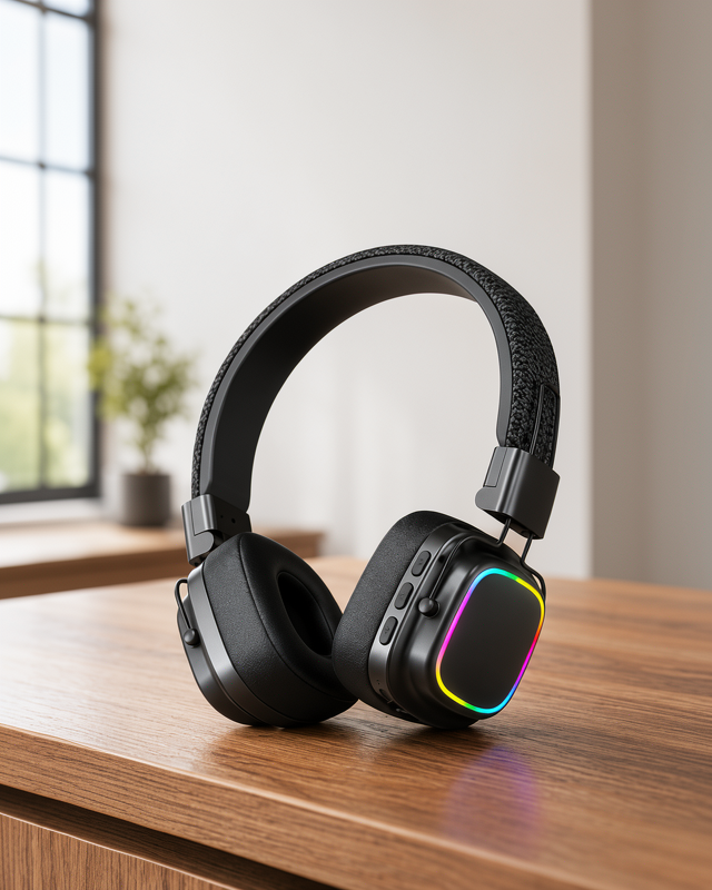 Yeni Nesil Bluetooth 5.3 Müzik Kulaklığı Renkli Işık Efektleriyle