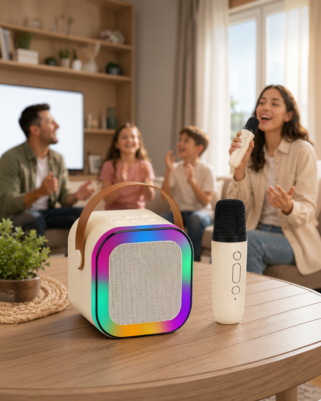 Yeni Nesil Bluetooth Hoparlörlü Taşınabilir Karaoke Mikrofon Seti