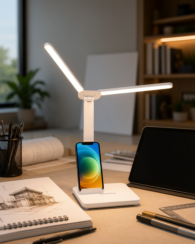 Yeni Nesil Ayarlanabilir Kısılabilir LED Masa Lambası | Entegre Kalemlik ve Telefon Tutucu