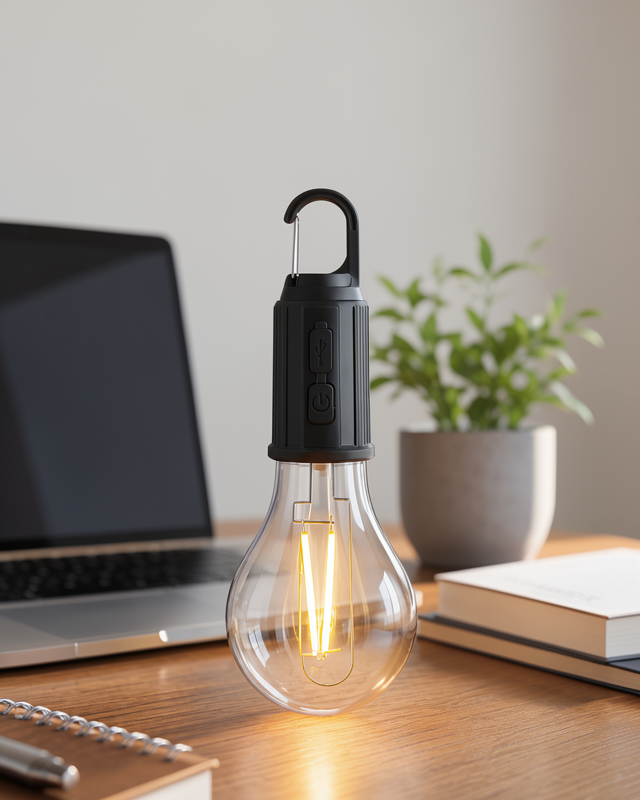 Type-C Girişli Şarjlı Dekoratif Kamp Lambası Askılı Ampul Led Işık