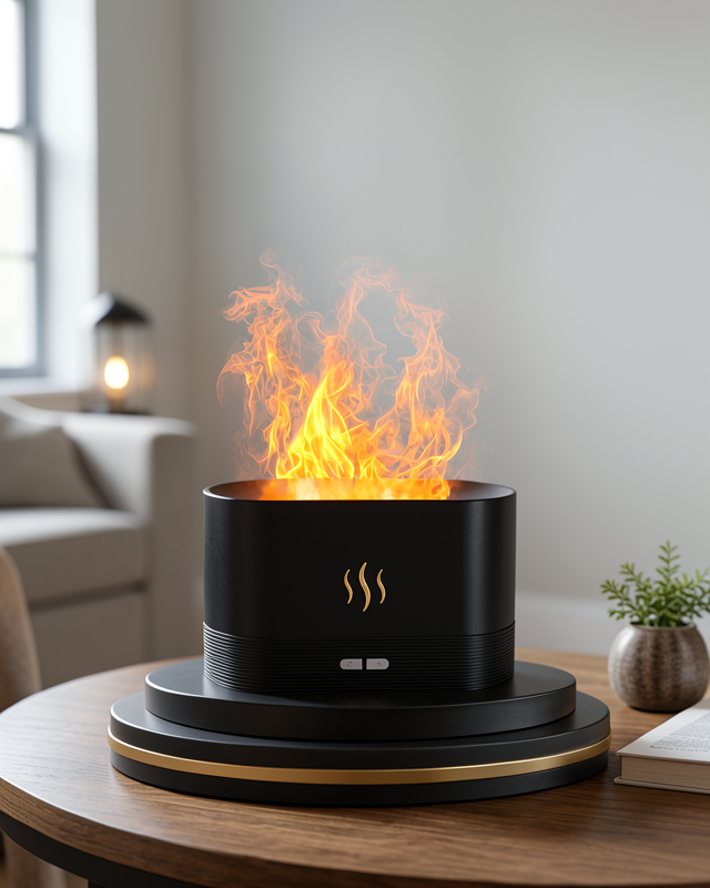 Yeni Nesil LED Aromaterapi Hava Nemlendirici Alev Efektli Modern Tasarım