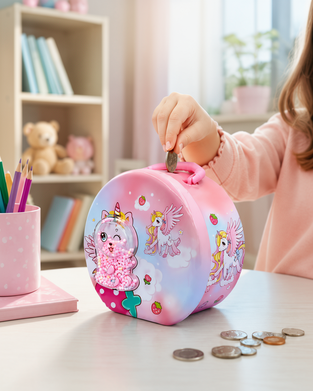 Güvenli Kilitli Birikim Kutusu Mini Çocuk Para Kasası