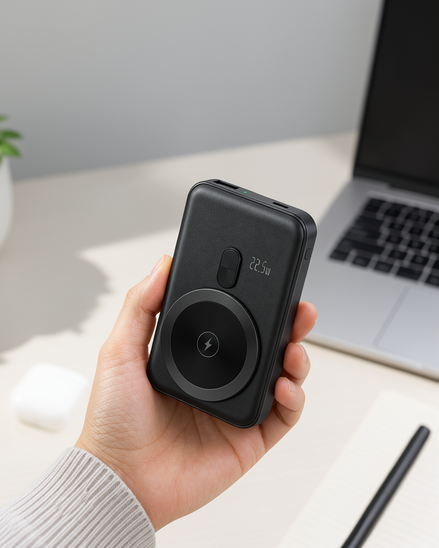 Yeni Nesil 22.5W Hızlı Şarjlı LCD Göstergeli Manyetik Kablosuz Powerbank