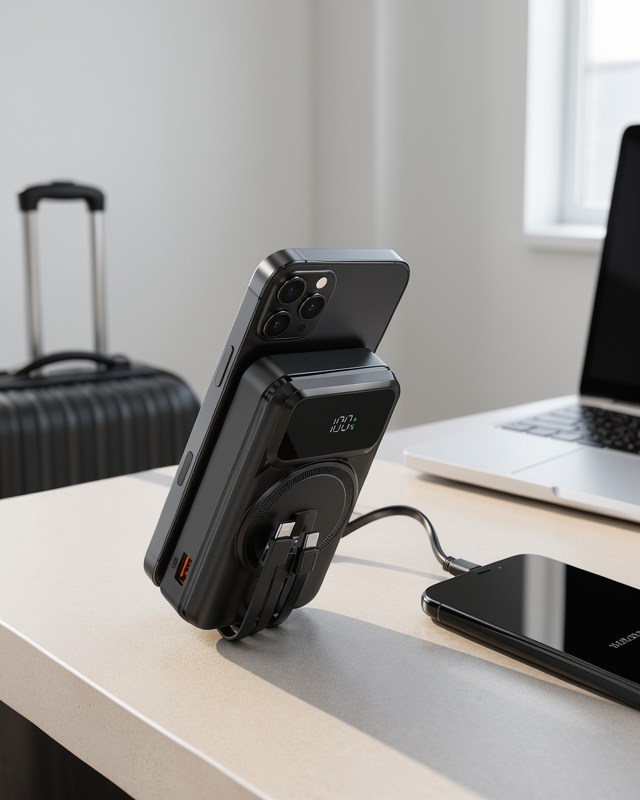 10000 mAh Kapasiteye Sahip 15W Kablosuz Hızlı Şarjlı Powerbank – Taşınabilir, LED Göstergeli