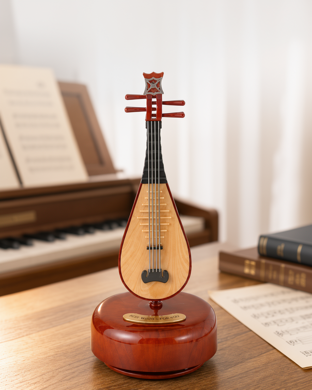 Şık Hediyelik Klasik Melodili Ud Figürlü Müzik Kutusu