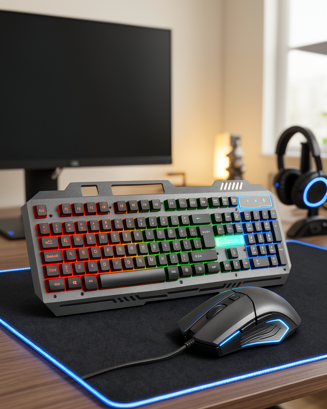 Yeni Nesil PG8018 Siyah Işıklı Mekanik Oyuncu Klavye ve Mouse Seti