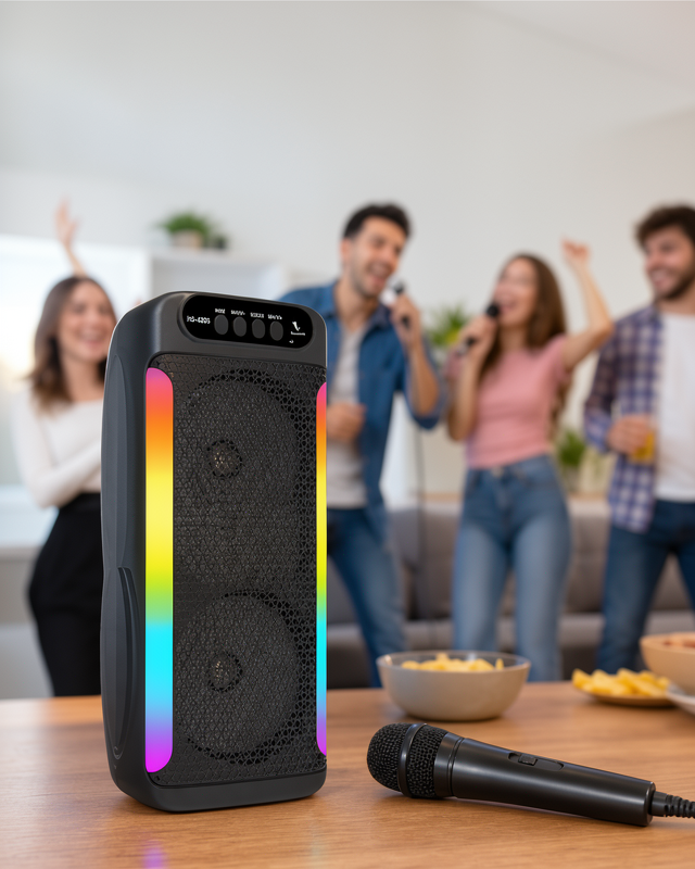Yeni Nesil Taşınabilir Bluetooth Speaker ve Mikrofon, RGB Işıklı Çift Hoparlör