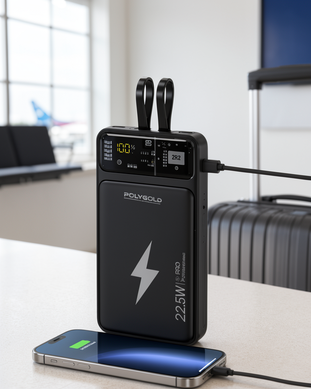Yeni Nesil 10000 mAh Çift Kablolu Powerbank Dahili Ekranlı