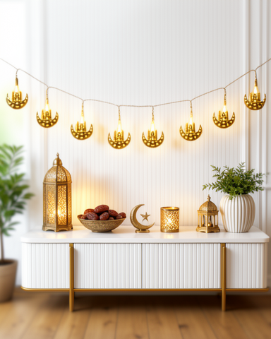 Ramazan Aydınlatma için Metal Gövdeli Hilal Figürlü Dekoratif LED Işık