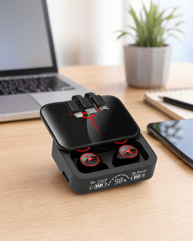Yeni Nesil Bluetooth Kulaklık, Kablosuz Şarj Göstergeli Powerbank ile Çağrı Cevaplama Özelliği