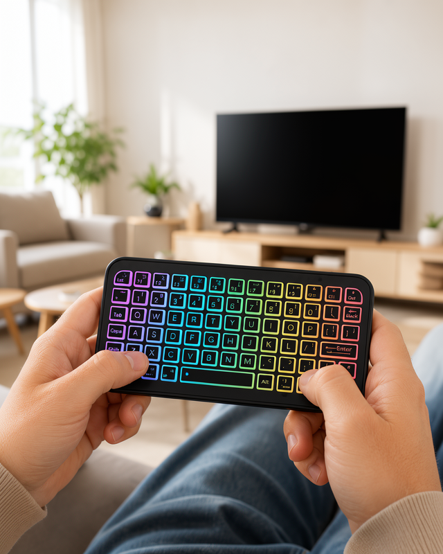 Bluetooth Mini Klavye Kompakt Siyah RGB Işıklı