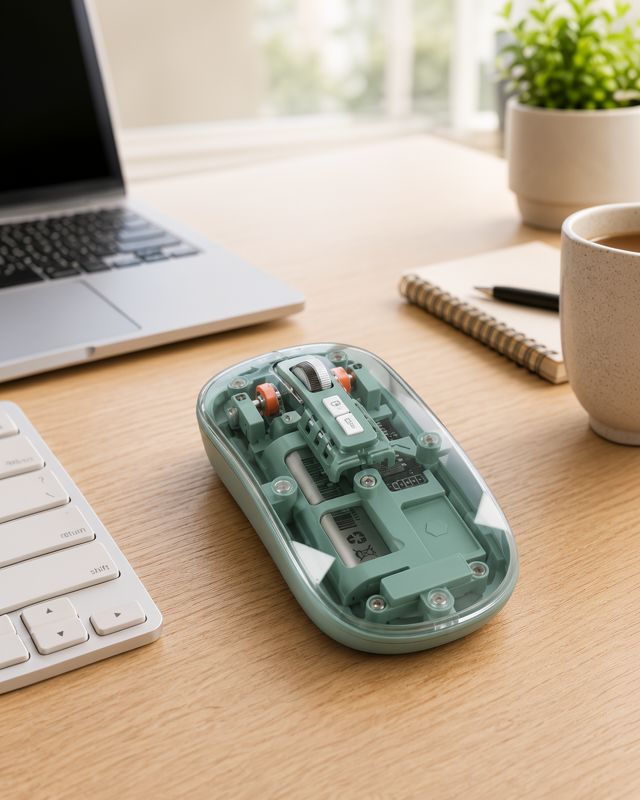 Yeni Nesil Pilli Kablosuz Mouse, Bluetooth ve USB Uyumlu, Sessiz Tıklama