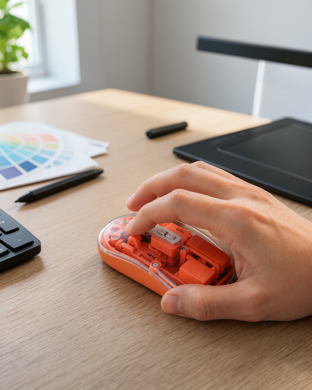 Yeni Nesil Şeffaf Kablosuz Mouse, Bluetooth Bağlantılı ve Sessiz Tıklama
