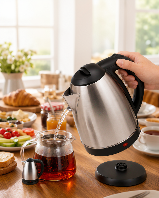 Kettle Su Isıtıcı 220 - 240 V C F Priz Uyumlu Paslanmaz Çelik Kablolu