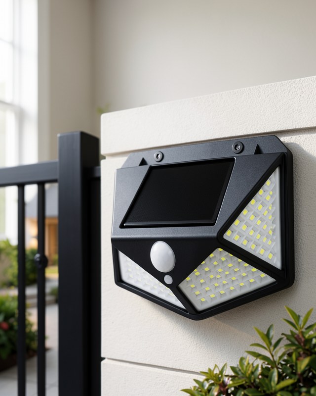 Hareket Sensörlü 3 Modlu LED Dış Mekan Duvar Aydınlatması Güneş Enerjisiyle Şarj Olur
