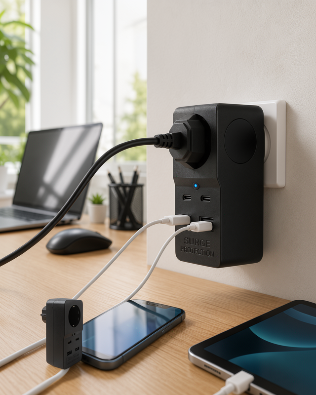 Yeni Nesil 4 USB Akım Korumalı Priz, Isıya Dayanıklı PC Gövde