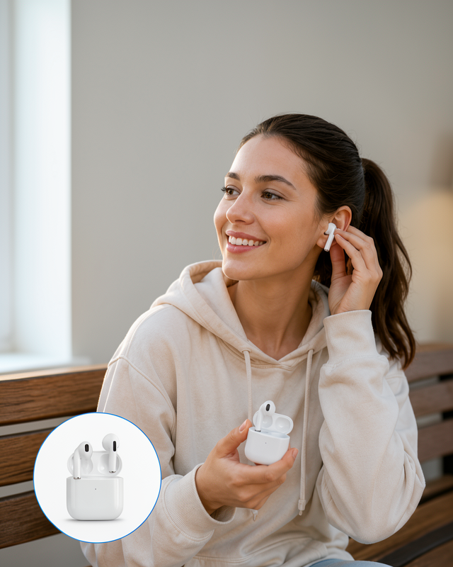 Yeni Nesil Bluetooth Kulaklık Beyaz Dokunmatik Kontrol ile Çağrı Cevaplama