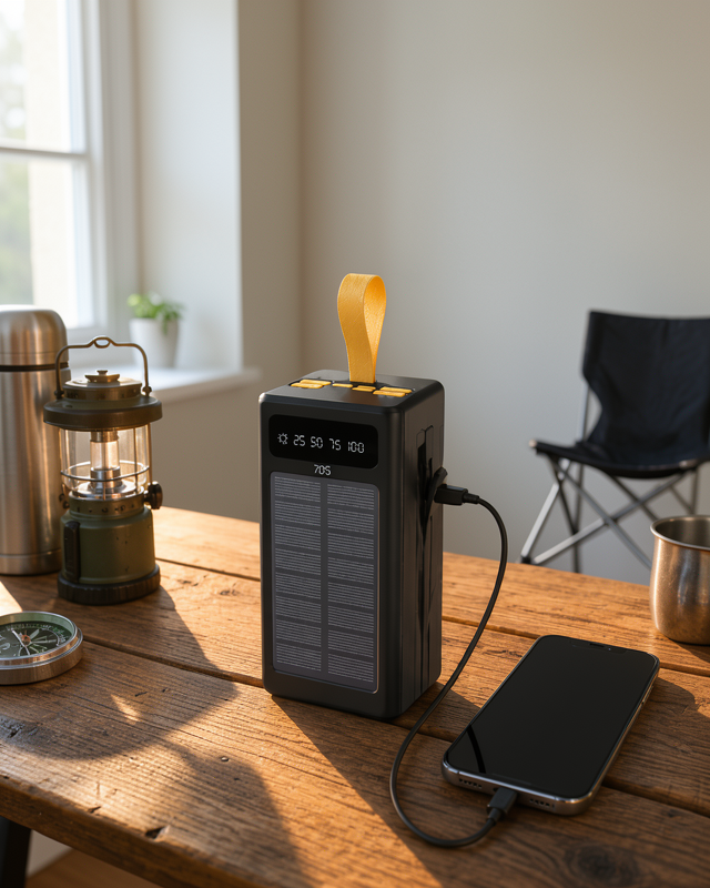Yeni Nesil Çoklu Cihaz Şarj Destekli Taşınabilir Güneş Panelli Powerbank