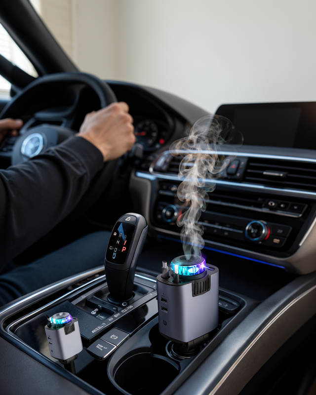 Yeni Nesil Hava Nemlendirici Aroma ve Yıldız Işık ile Çok Fonksiyonlu Araç İçi Şarj Cihazı