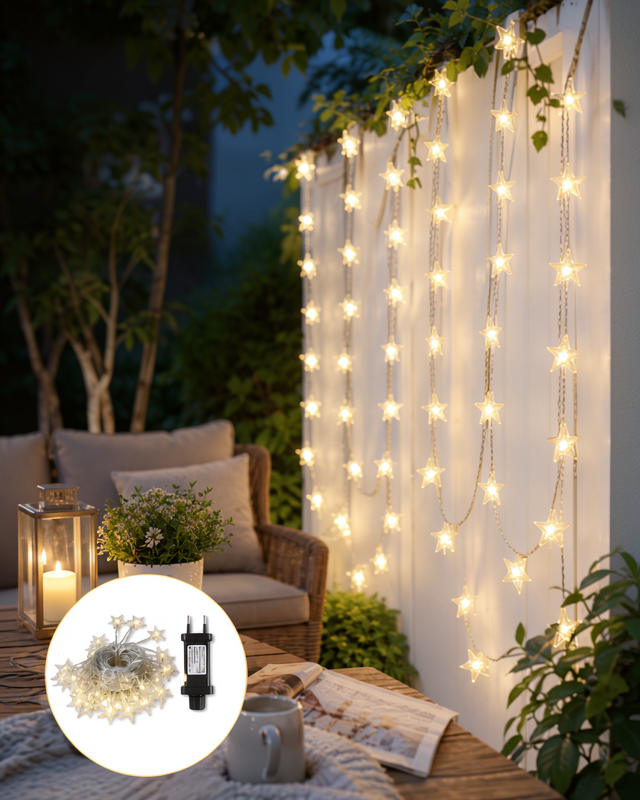 Yeni Nesil 20 Ledli 5 Metre Dekoratif Yıldız Led Aydınlatma Günışığı