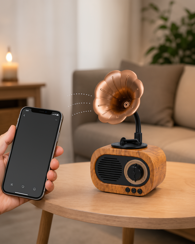 Yeni Nesil Mini Nostaljik Bluetooth Hoparlör FM Radyo 8 Saat Batarya