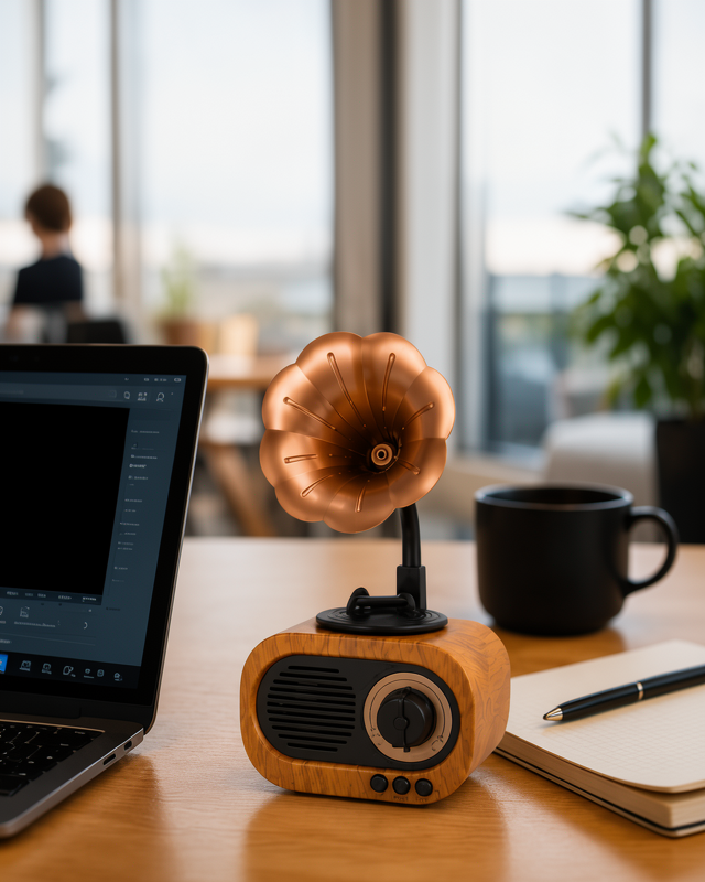 Yeni Nesil 5W Güçlü Sesli Kablosuz Retro Radyo Hoparlör USB Hafıza Kart Desteği ile