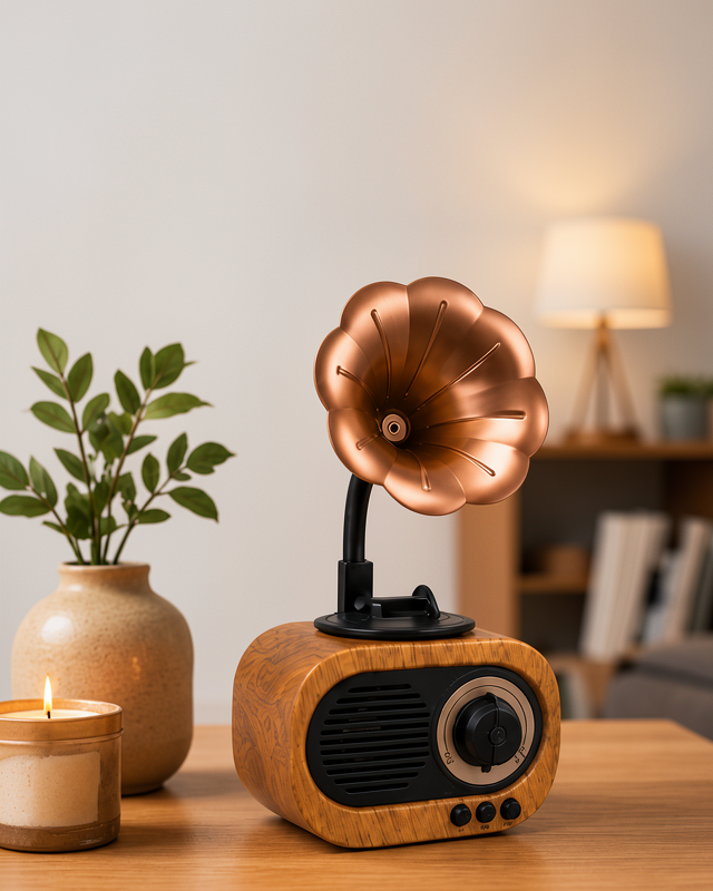 Yeni Nesil Çoklu Medya Retro Tasarımlı Mini Bluetooth Hoparlör ve FM Radyo