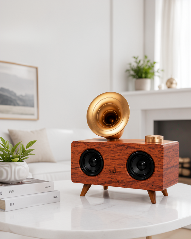 Yeni Nesil Bluetooth Nostalji Hoparlör Radyo Gramofon Ahşap Renk Vintage