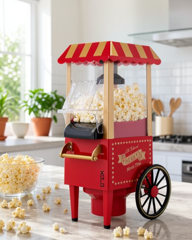 Yağsız Kullanım Özelliğine Sahip Sağlıklı Popcorn Makinesi
