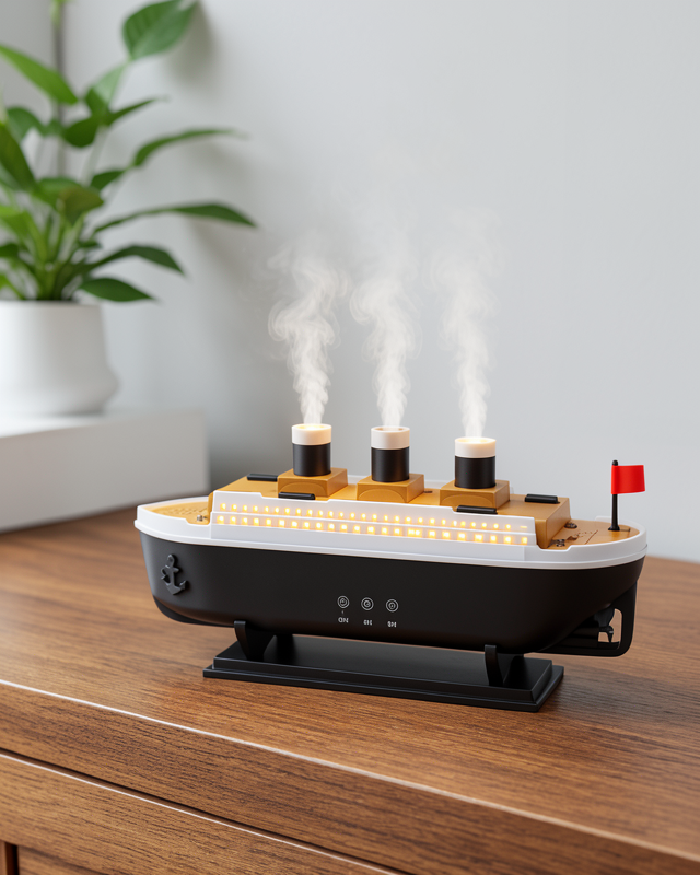 Yeni Nesil Titanik Gemi LED Işıklı Aroma Difüzörü Ultra Sessiz Oda Nemlendirici