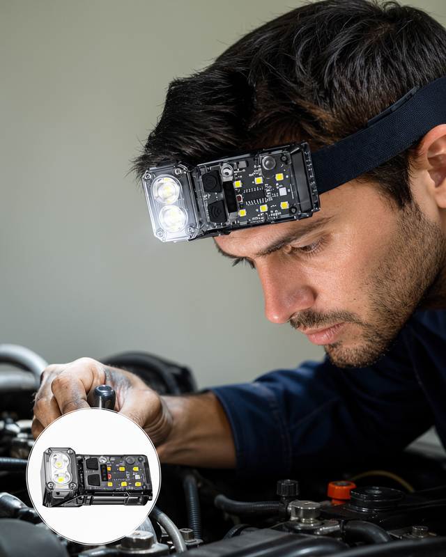 Yeni Nesil 3 Fonksiyonlu LED Far El Feneri ve Çalışma Lambası Uzun Pil Ömürlü