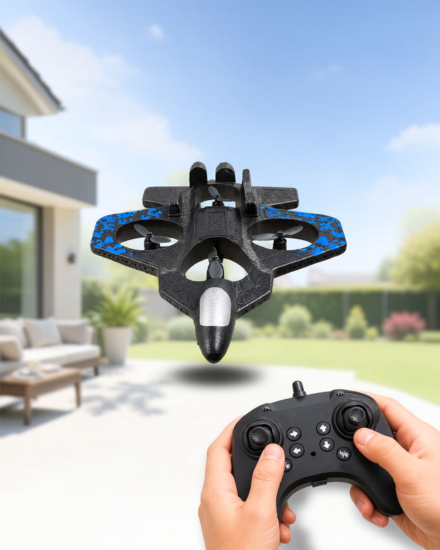 Uzaktan Kumandalı 4 Pervaneli Jet Uçak Drone 360° Takla Renkli Işıklı Uçuş