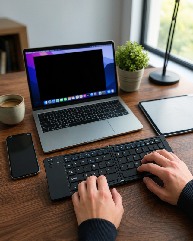 Kablosuz Klavye, Katlanır Bluetooth Özellikli, Telefon Tablet Laptop Uyumlu