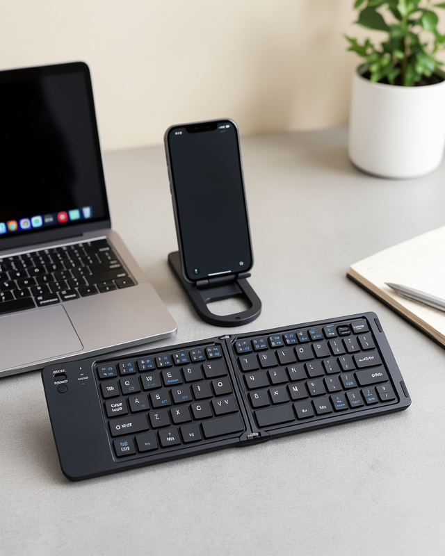 Taşınabilir Klavye USB-C Şarjlı, 3 Cihaz Bağlantılı, Bluetooth Katlanabilir