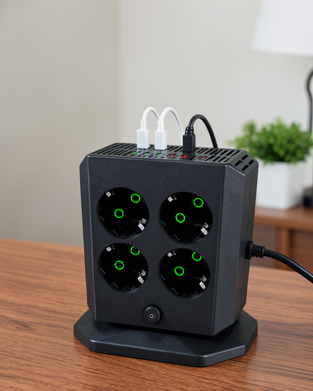 8 AC Priz, 4 USB ve 2 Type-C ile Dikey Priz Kulesi Çocuk Korumalı Güç Dağıtıcı