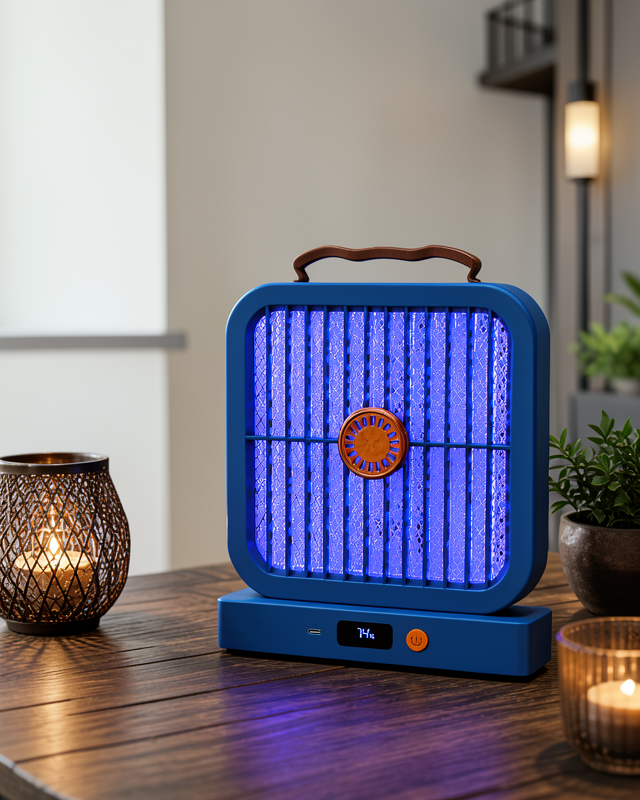 Mavi UV Teknolojili Şarjlı Elektrikli Sinek Öldürücü Masaüstü Cihaz
