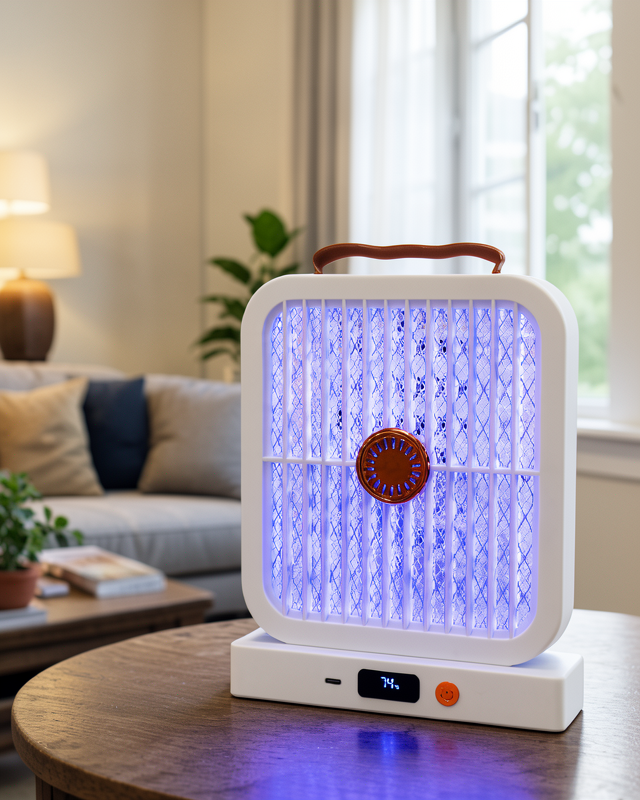 Beyaz Elektrikli Lamba ile UV Işıklı Şarj Edilebilir Sinek Yok Edici