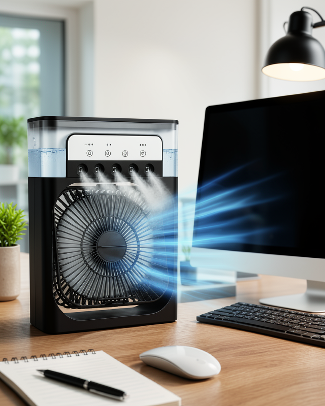 Type-C güç girişi ile 1-3-5 püskürtme seçeneğine sahip su hazneli fan