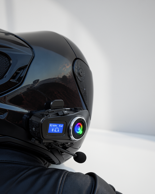 FM Radyo ve SD Kart Girişli Bluetooth Kask Kulaklığı LCD Ekranlı