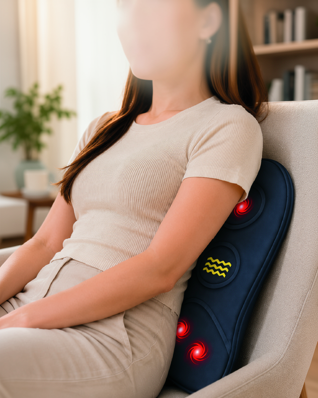 Ergonomik Tasarıma Sahip Isıtmalı Titreşimli Sırt ve Bel Masaj Minderi