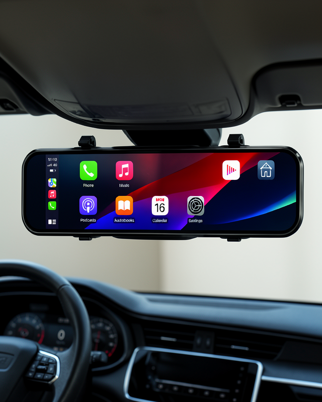 Ayna Araç İçi 9.66 İnç IPS Ekran Geri Görüş Kamerası ile Carplay Desteği
