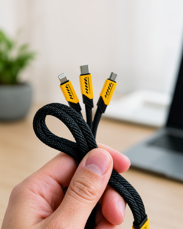 240W PD Destekli Çoklu Şarj Kablosu USB 3'ü 1 Arada