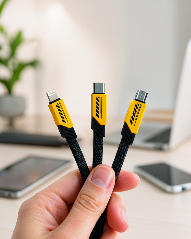 Dayanıklı Örgü USB Kablo, Hızlı Şarj Destekli 3'lü Şarj Kablosu