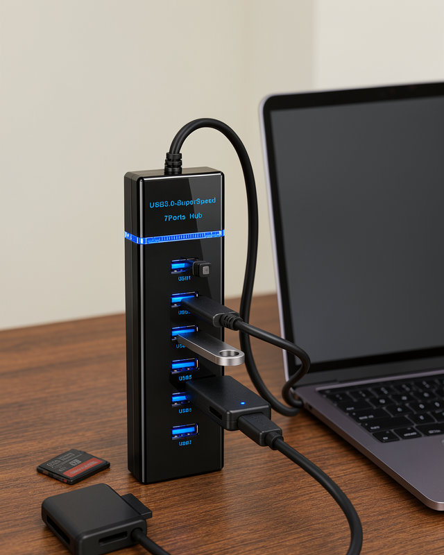 Yüksek Hızda Veri Aktarımı Olan 7 Portlu USB 3.0 Çoklayıcı